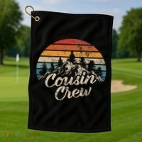 Cousin Crew Camping Outdoor Sunset Summer Camp Golf Towel thumb 1