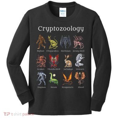 Cryptozoology Cryptid Creatures Fantasy Mythical Monsters Kids Long Sleeve Shirt