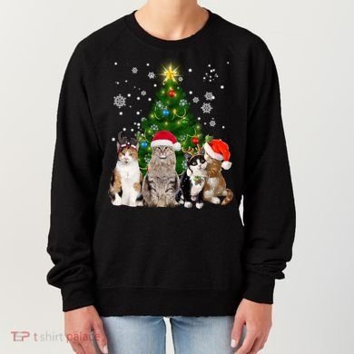Cute Cat Christmas Tree Cat Lover Xmas Cat Mom Gift Women's Sweatshirt