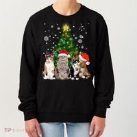 Cute Cat Christmas Tree Cat Lover Xmas Cat Mom Gift Women's Sweatshirt thumb 0