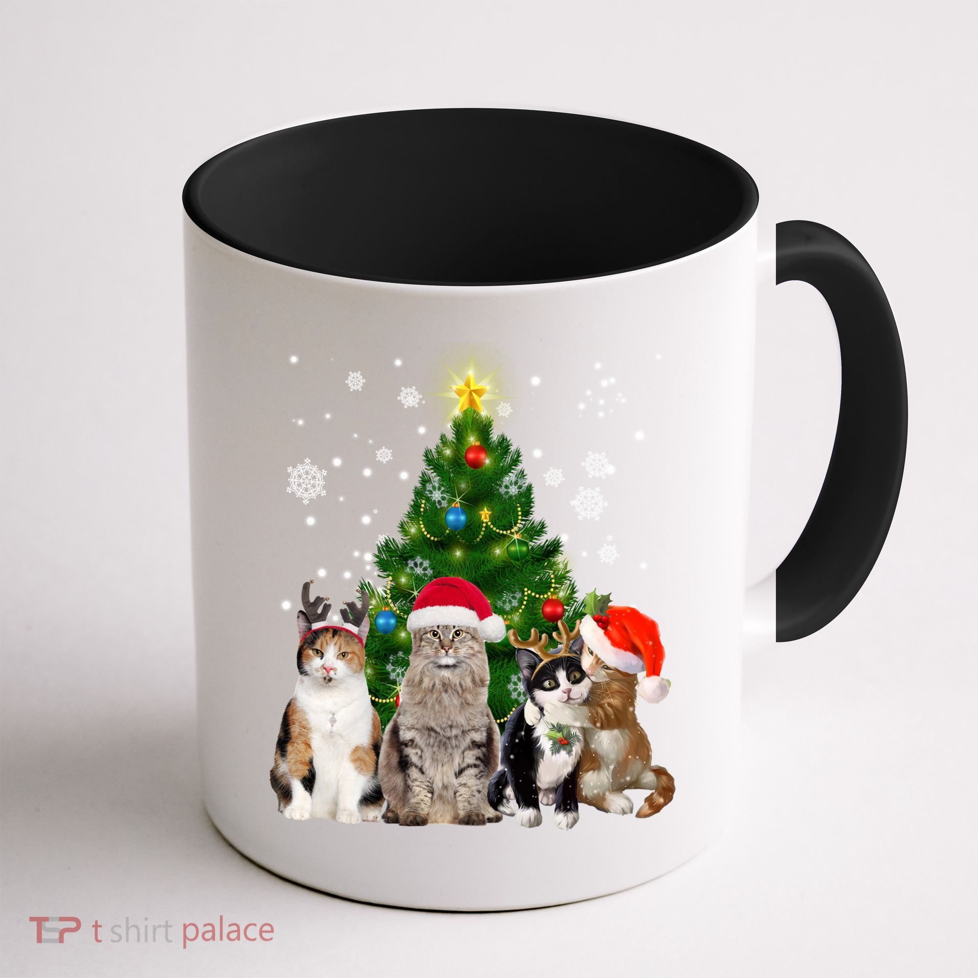 Cute Cat Christmas Tree Cat Lover Xmas Cat Mom Gift Coffee Mug