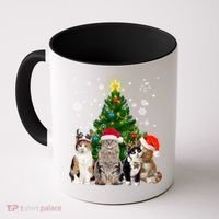 Cute Cat Christmas Tree Cat Lover Xmas Cat Mom Gift Coffee Mug thumb 0