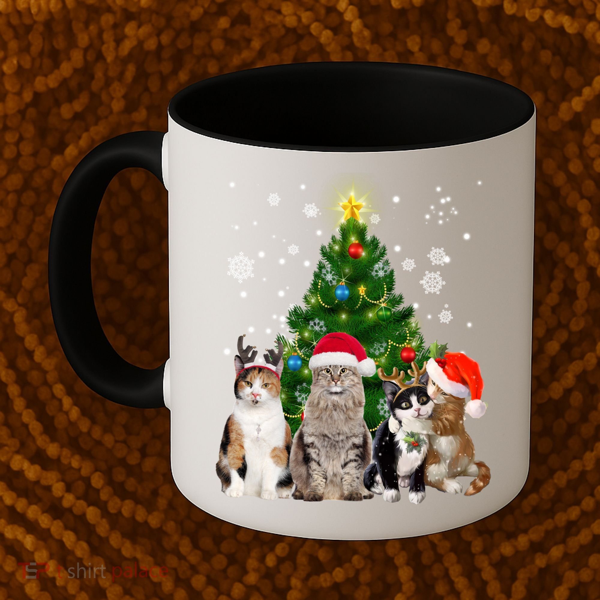 Cute Cat Christmas Tree Cat Lover Xmas Cat Mom Gift Coffee Mug