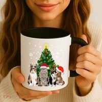 Cute Cat Christmas Tree Cat Lover Xmas Cat Mom Gift Coffee Mug thumb 3