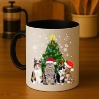 Cute Cat Christmas Tree Cat Lover Xmas Cat Mom Gift Coffee Mug thumb 4
