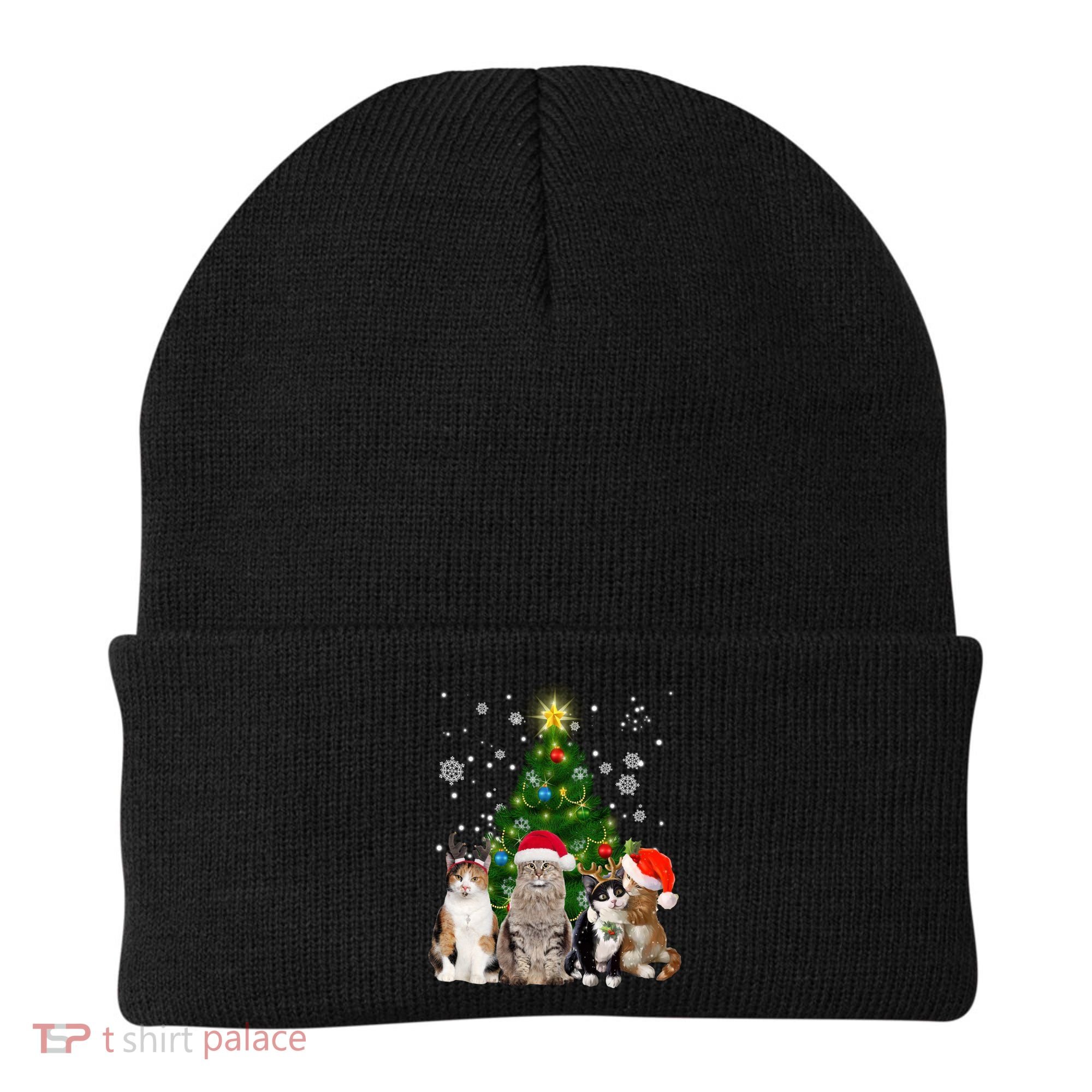 Cute Cat Christmas Tree Cat Lover Xmas Cat Mom Gift Beanie