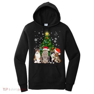 Cute Cat Christmas Tree Cat Lover Xmas Cat Mom Gift Women's Hoodie