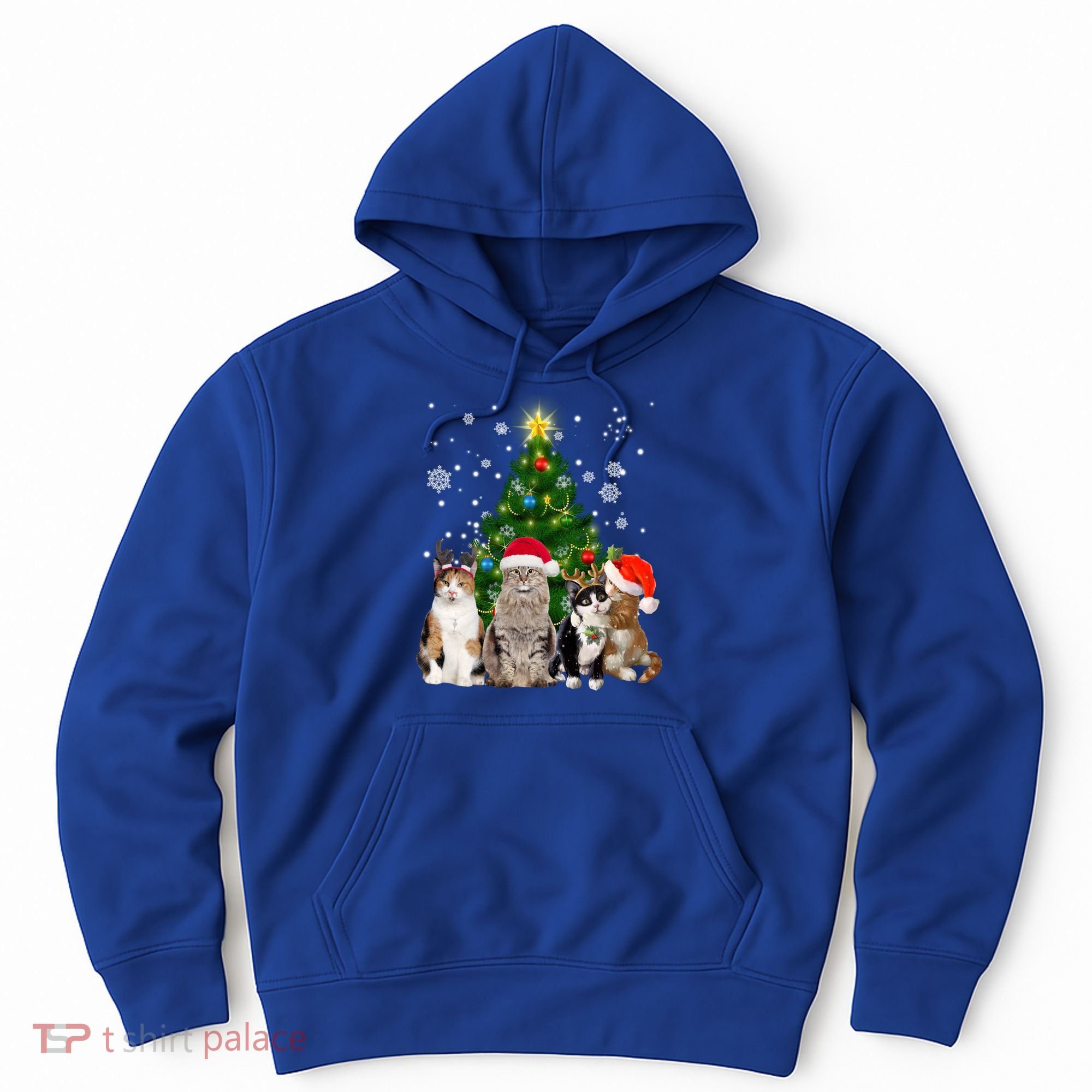 Cute Cat Christmas Tree Cat Lover Xmas Cat Mom Gift Hoodie