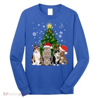 Cute Cat Christmas Tree Cat Lover Xmas Cat Mom Gift Long Sleeve Shirt