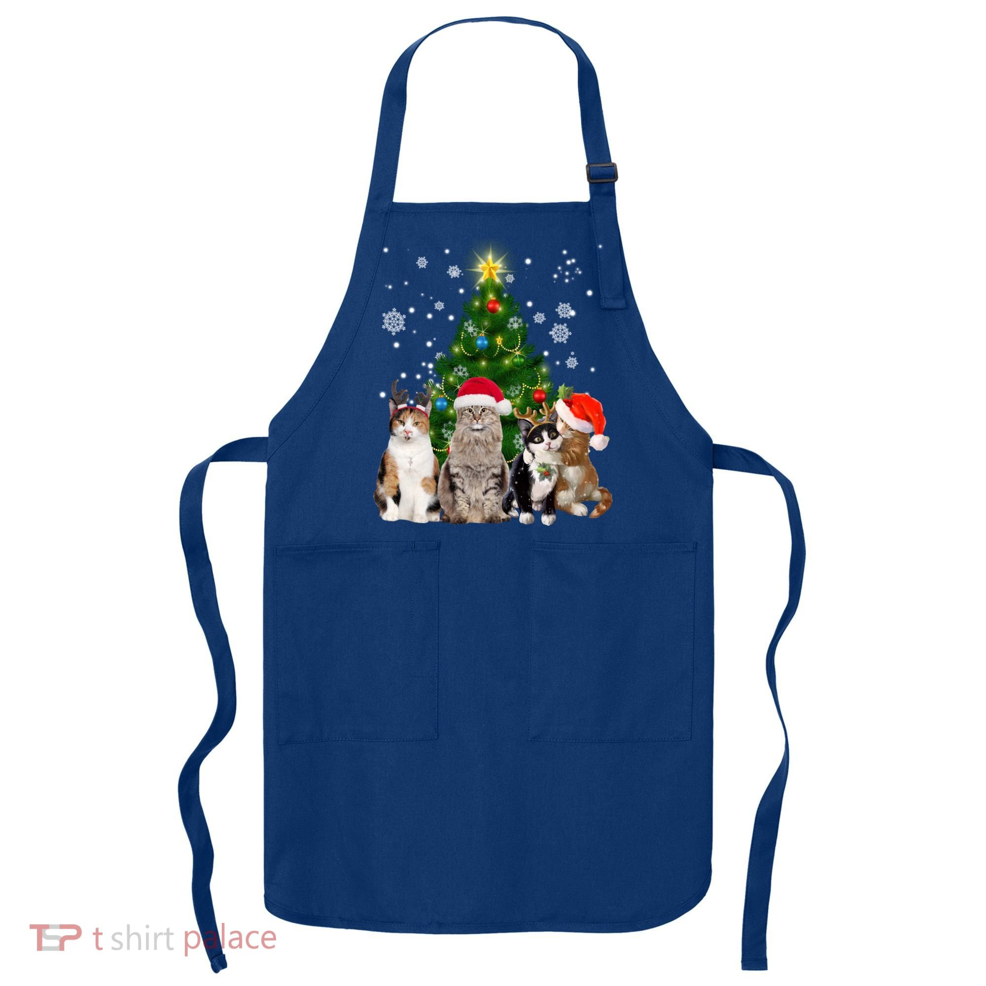 Cute Cat Christmas Tree Cat Lover Xmas Cat Mom Gift Apron
