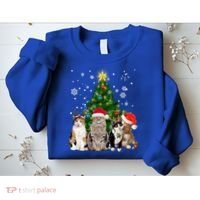 Cute Cat Christmas Tree Cat Lover Xmas Cat Mom Gift Sweatshirt thumb 2