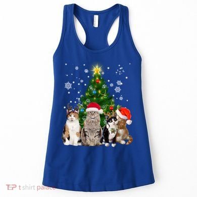 Cute Cat Christmas Tree Cat Lover Xmas Cat Mom Gift Women's Tank Top
