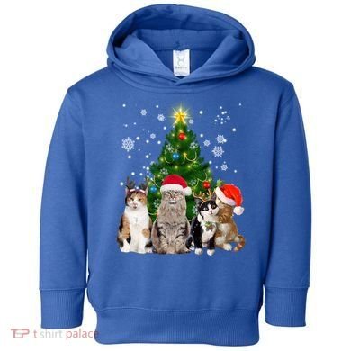 Cute Cat Christmas Tree Cat Lover Xmas Cat Mom Gift Toddler Hoodie
