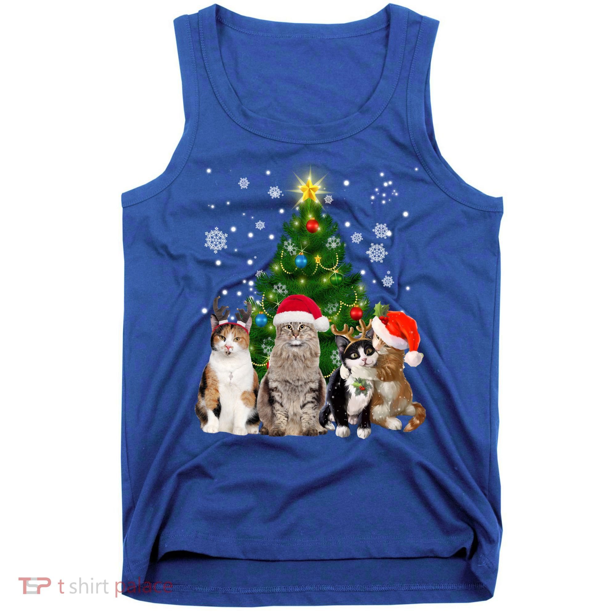 Cute Cat Christmas Tree Cat Lover Xmas Cat Mom Gift Tank Top
