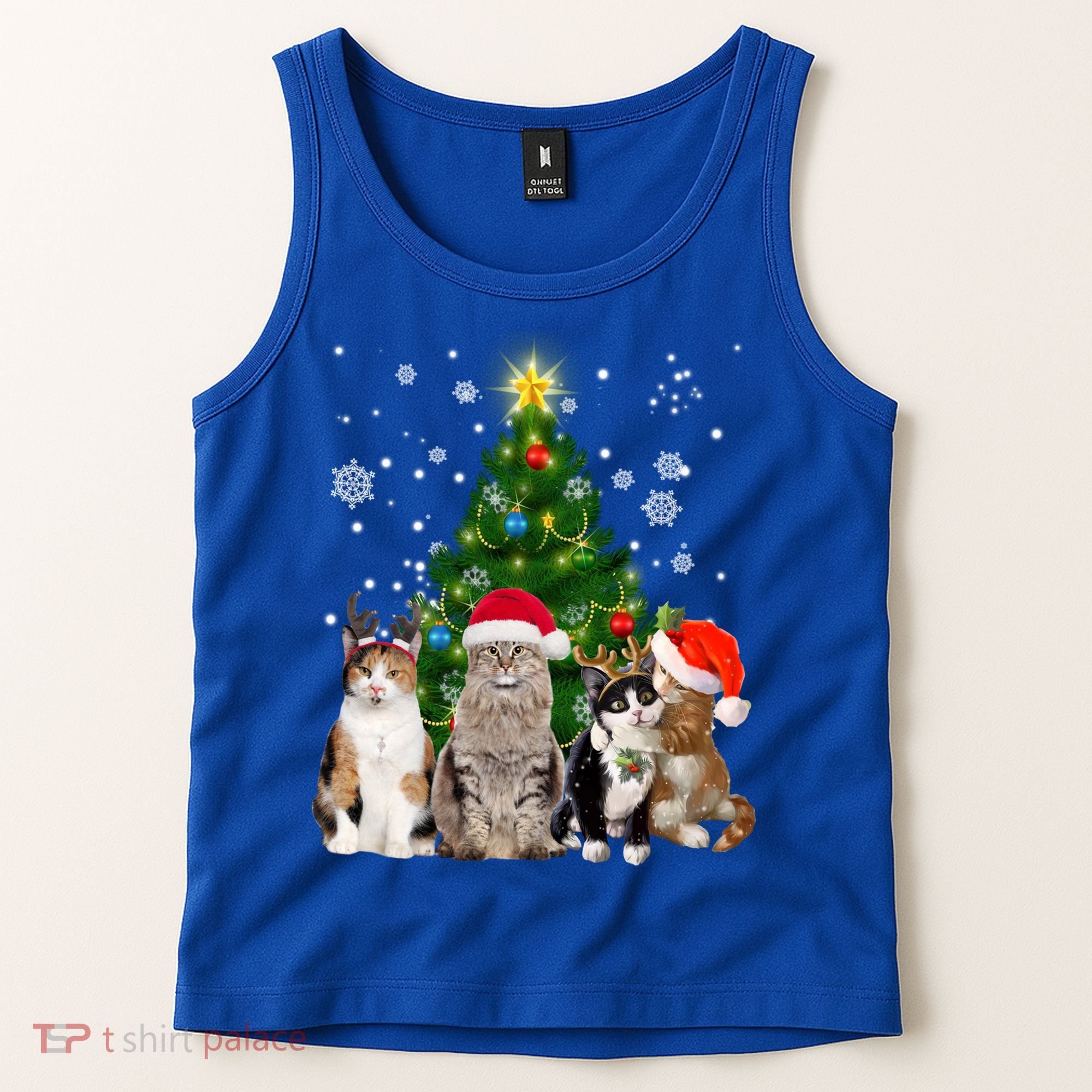Cute Cat Christmas Tree Cat Lover Xmas Cat Mom Gift Tank Top