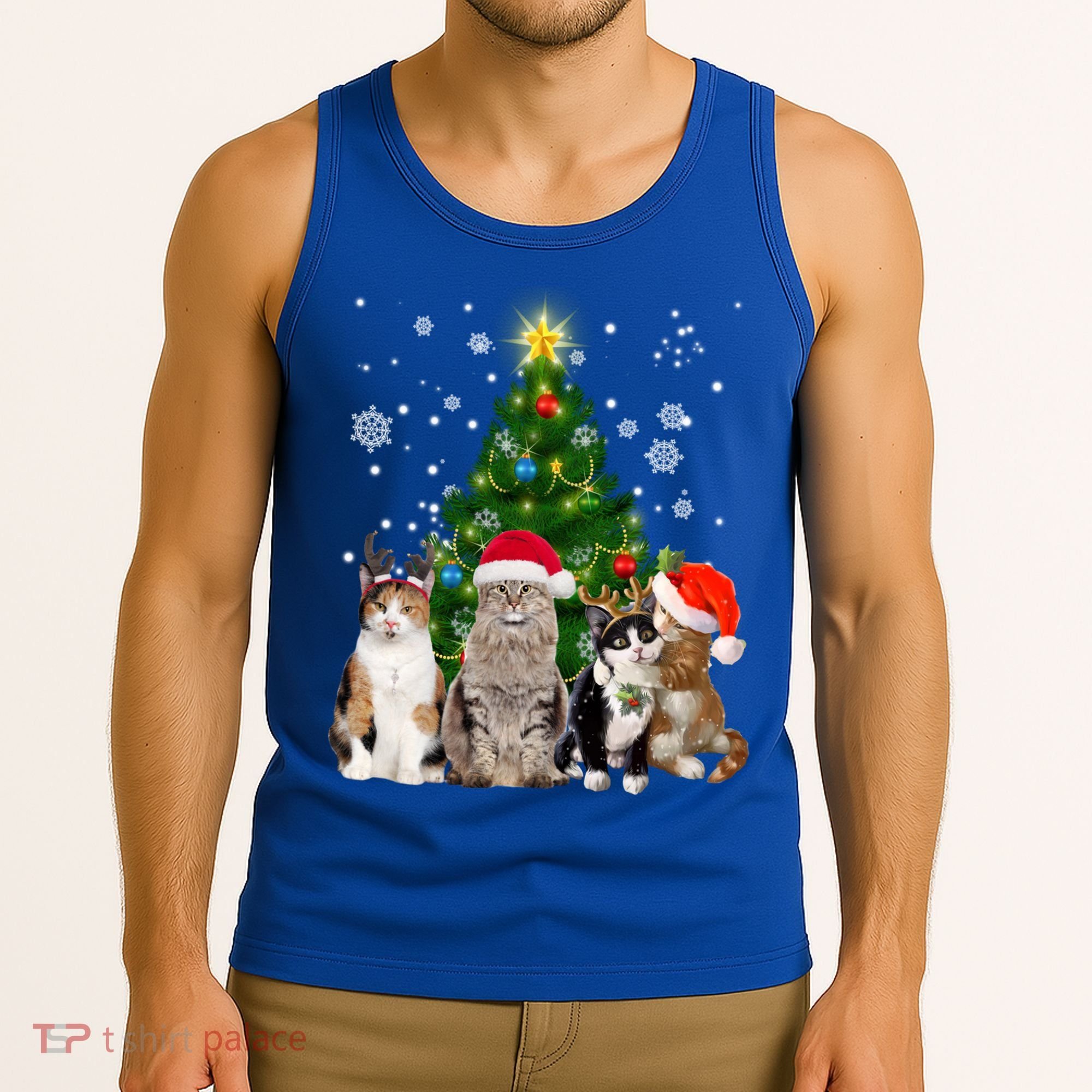 Cute Cat Christmas Tree Cat Lover Xmas Cat Mom Gift Tank Top