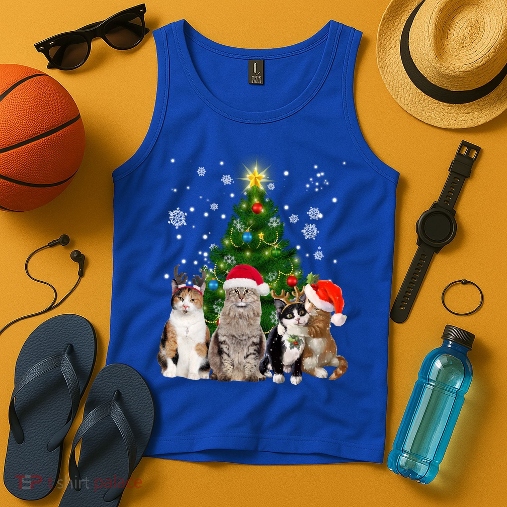 Cute Cat Christmas Tree Cat Lover Xmas Cat Mom Gift Tank Top