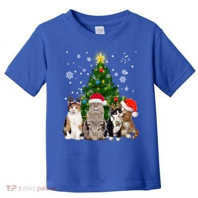 Cute Cat Christmas Tree Cat Lover Xmas Cat Mom Gift Toddler T-Shirt