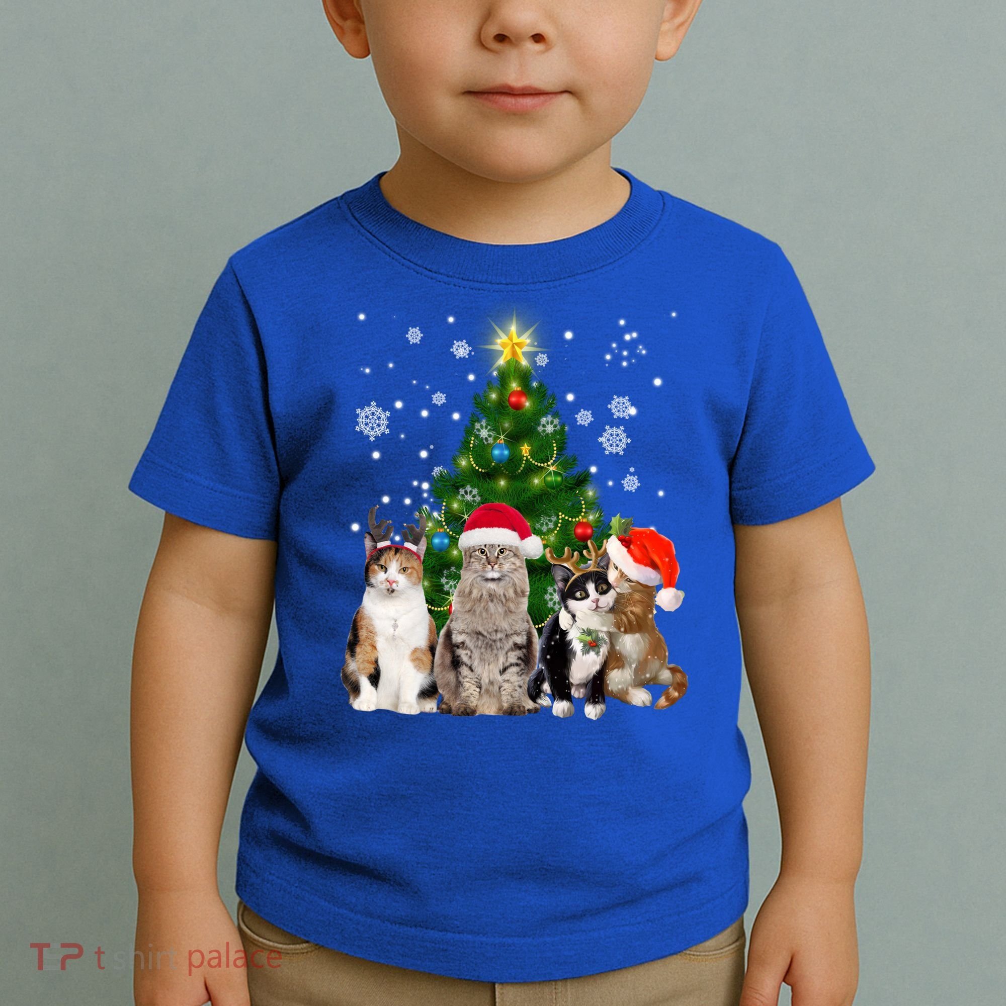 Cute Cat Christmas Tree Cat Lover Xmas Cat Mom Gift Toddler T-Shirt