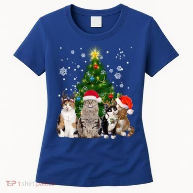 Cute Cat Christmas Tree Cat Lover Xmas Cat Mom Gift Women's T-Shirt
