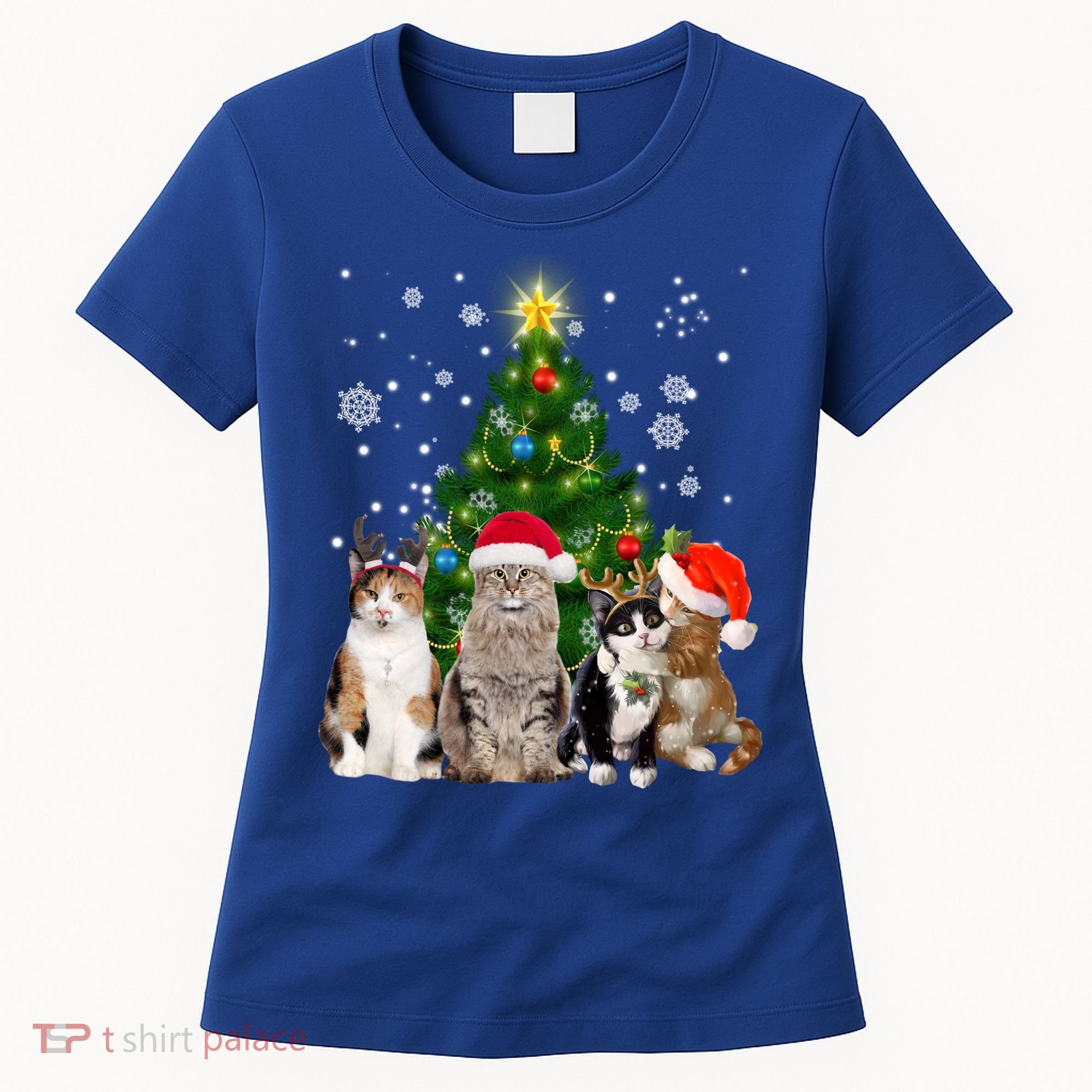 Cute Cat Christmas Tree Cat Lover Xmas Cat Mom Gift Women's T-Shirt