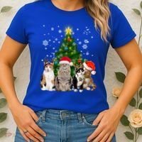 Cute Cat Christmas Tree Cat Lover Xmas Cat Mom Gift Women's T-Shirt thumb 2