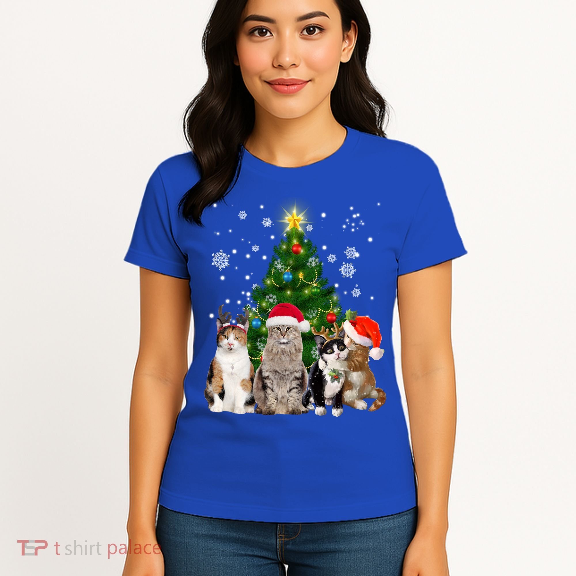 Cute Cat Christmas Tree Cat Lover Xmas Cat Mom Gift Women's T-Shirt