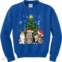 Cute Cat Christmas Tree Cat Lover Xmas Cat Mom Gift Kids Sweatshirt thumb 0