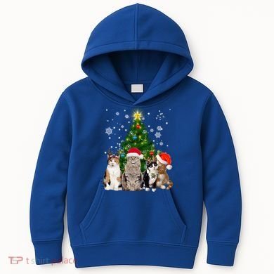 Cute Cat Christmas Tree Cat Lover Xmas Cat Mom Gift Kids Hoodie