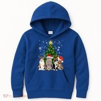Cute Cat Christmas Tree Cat Lover Xmas Cat Mom Gift Kids Hoodie thumb 0