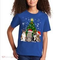 Cute Cat Christmas Tree Cat Lover Xmas Cat Mom Gift Kids T-Shirt thumb 2