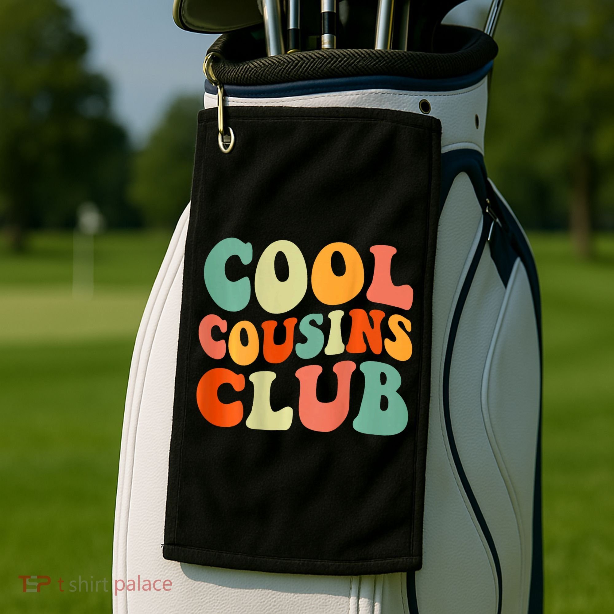 Cool Cousin Club Retro Cousin Matching Family Crew Golf Towel