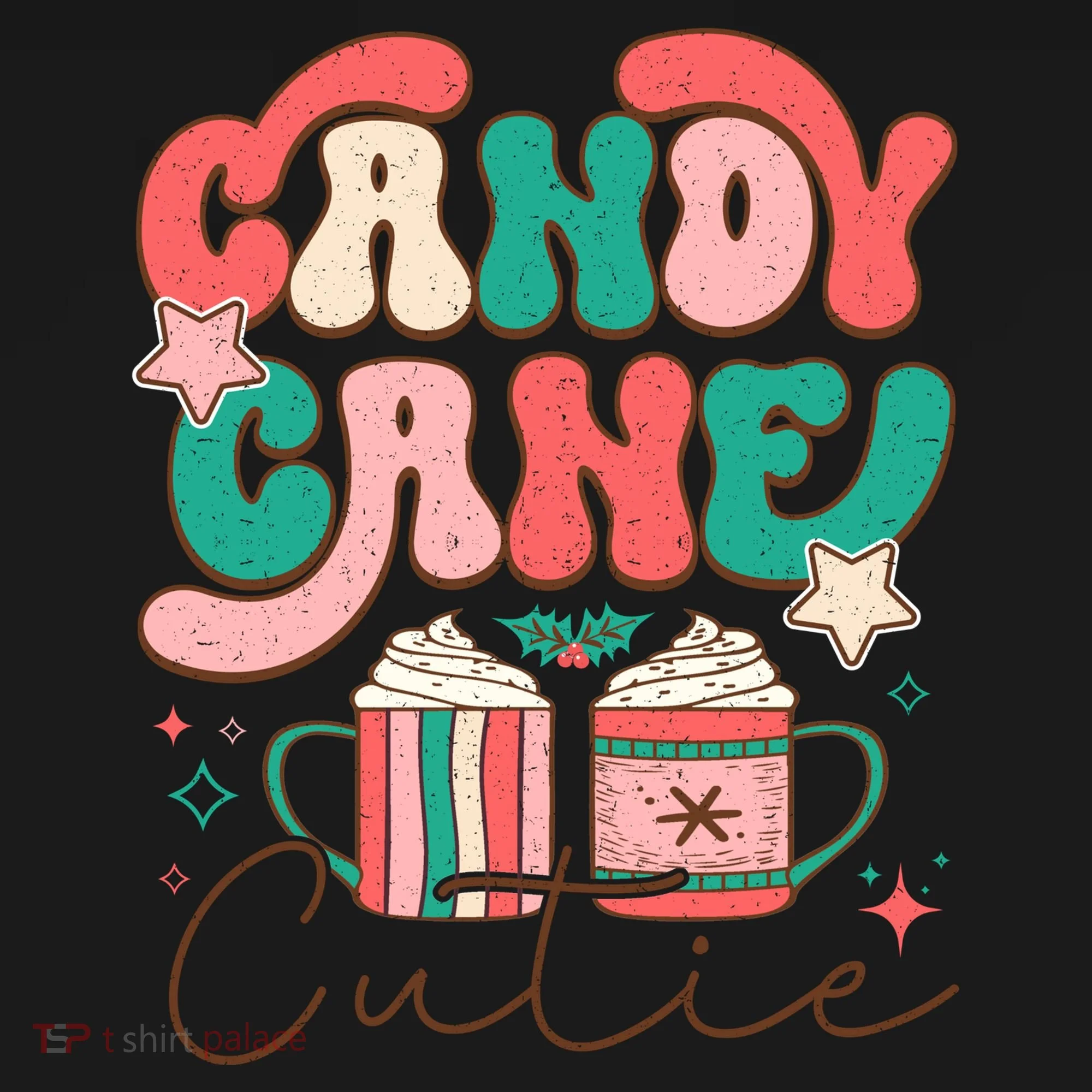 Candy Cane Cutie Festive Graphic Doggie Tank