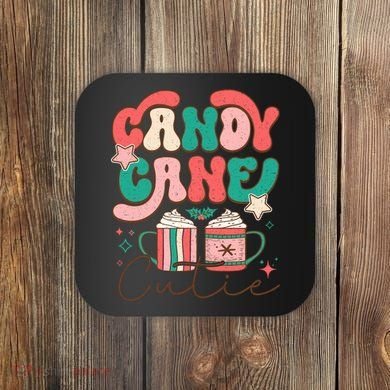 Candy Cane Cutie Festive Graphic Coaster