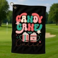 Candy Cane Cutie Festive Graphic Golf Towel thumb 1