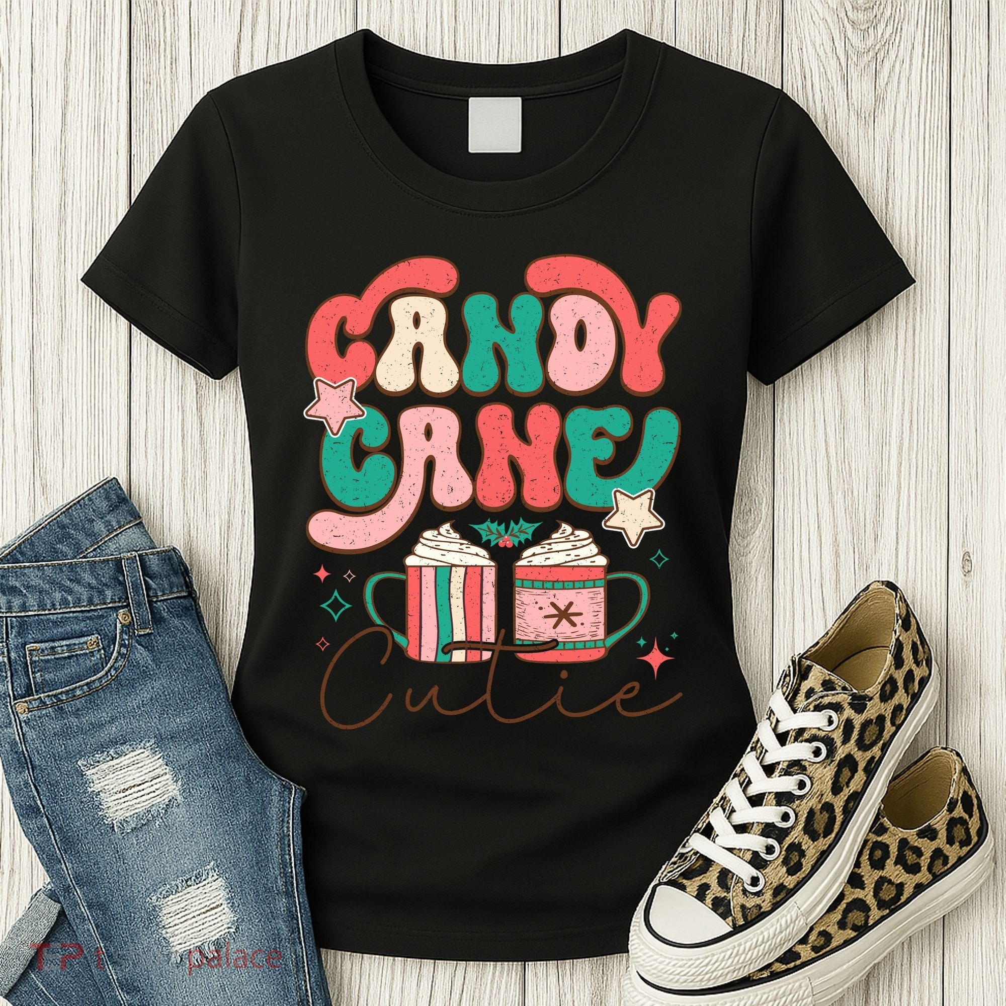 Candy Cane Cutie Festive Graphic Women's T-Shirt