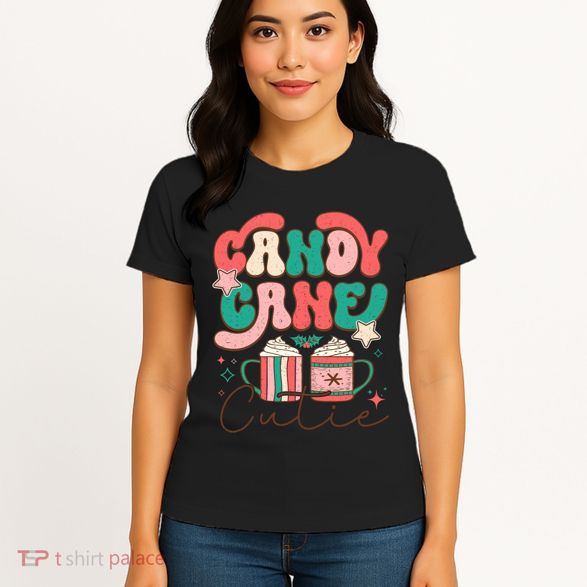 Candy Cane Cutie Festive Graphic Women's T-Shirt