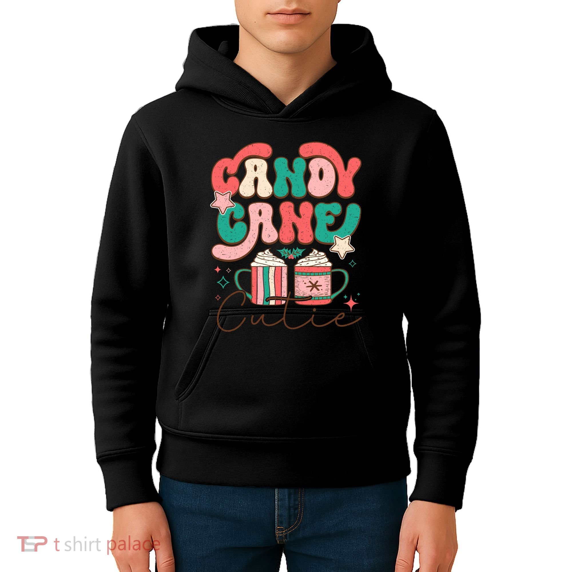Candy Cane Cutie Festive Graphic Kids Hoodie