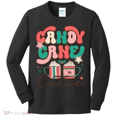 Candy Cane Cutie Festive Graphic Kids Long Sleeve Shirt