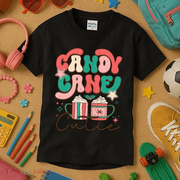 Candy Cane Cutie Festive Graphic Kids T-Shirt