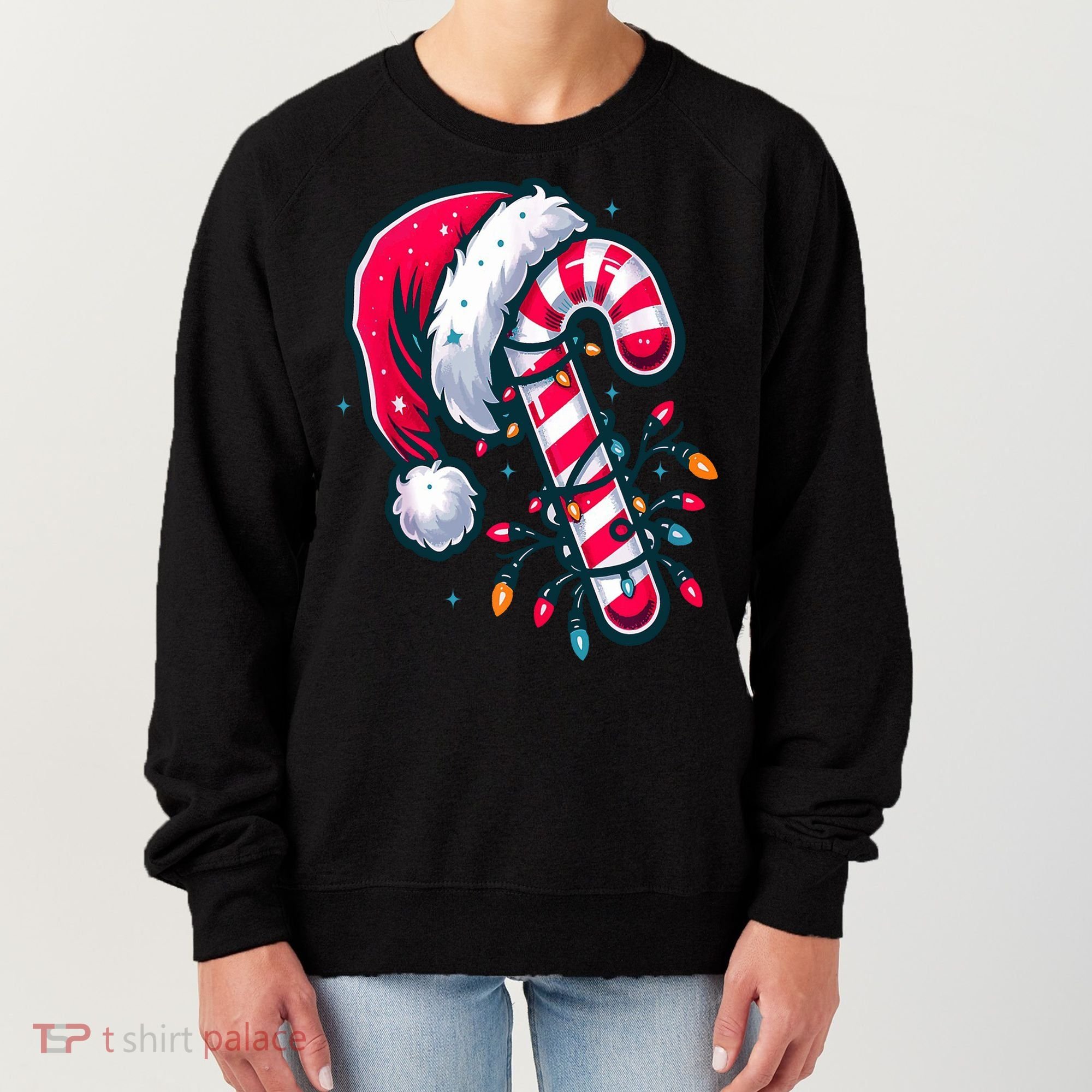Candy Cane Christmas Lights Holiday Women's Sweatshirt