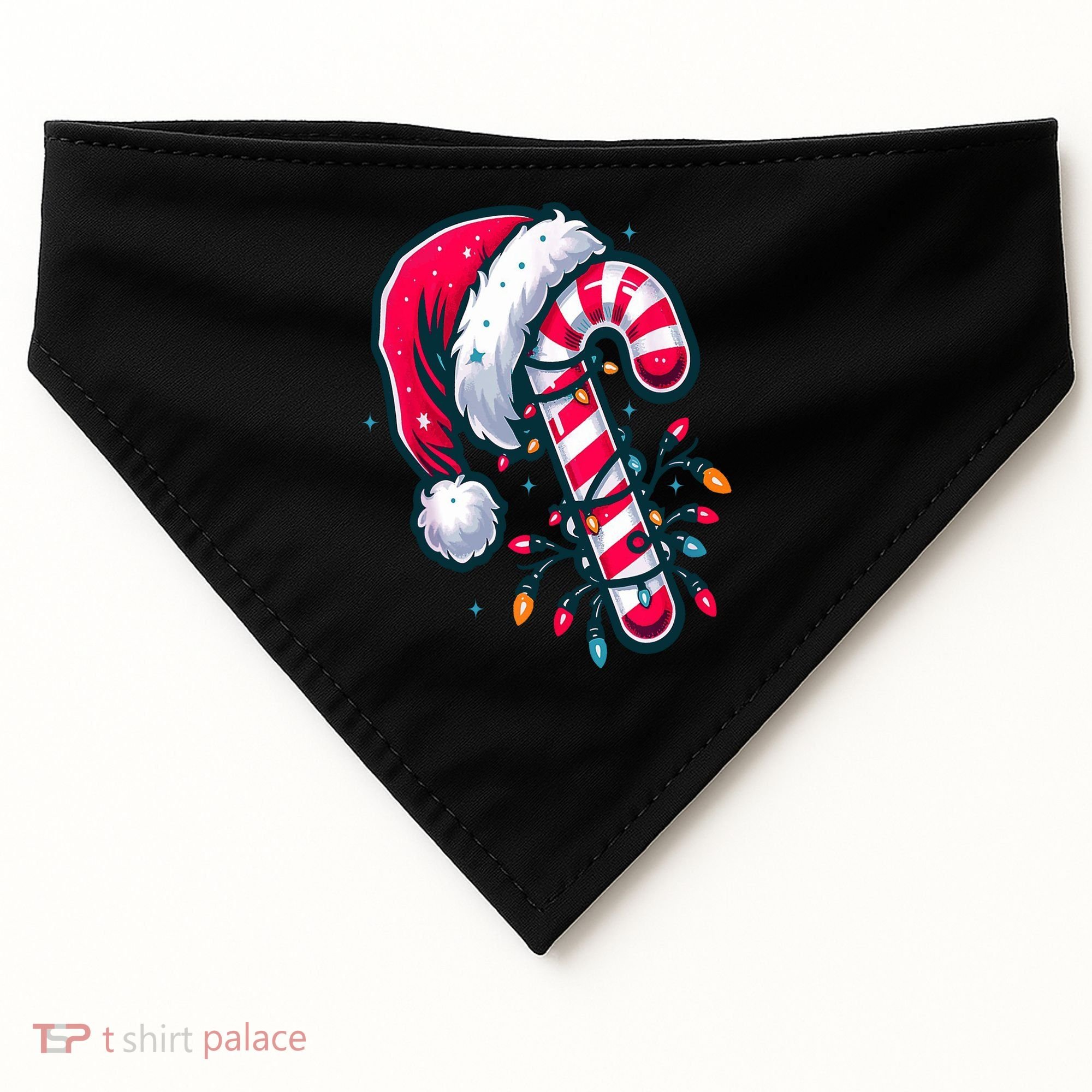 Candy Cane Christmas Lights Holiday USA-Made Doggie Bandana