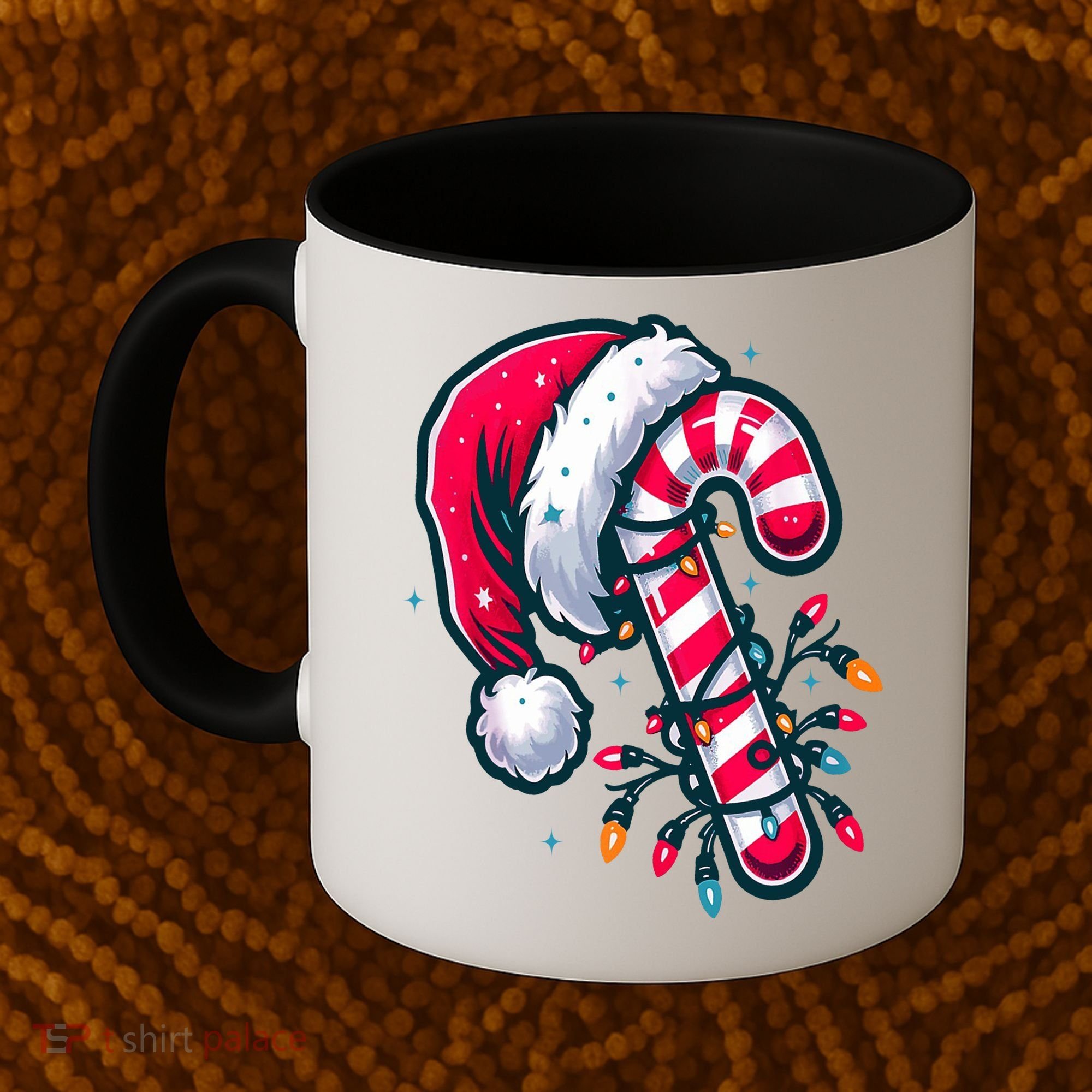 Candy Cane Christmas Lights Holiday Coffee Mug