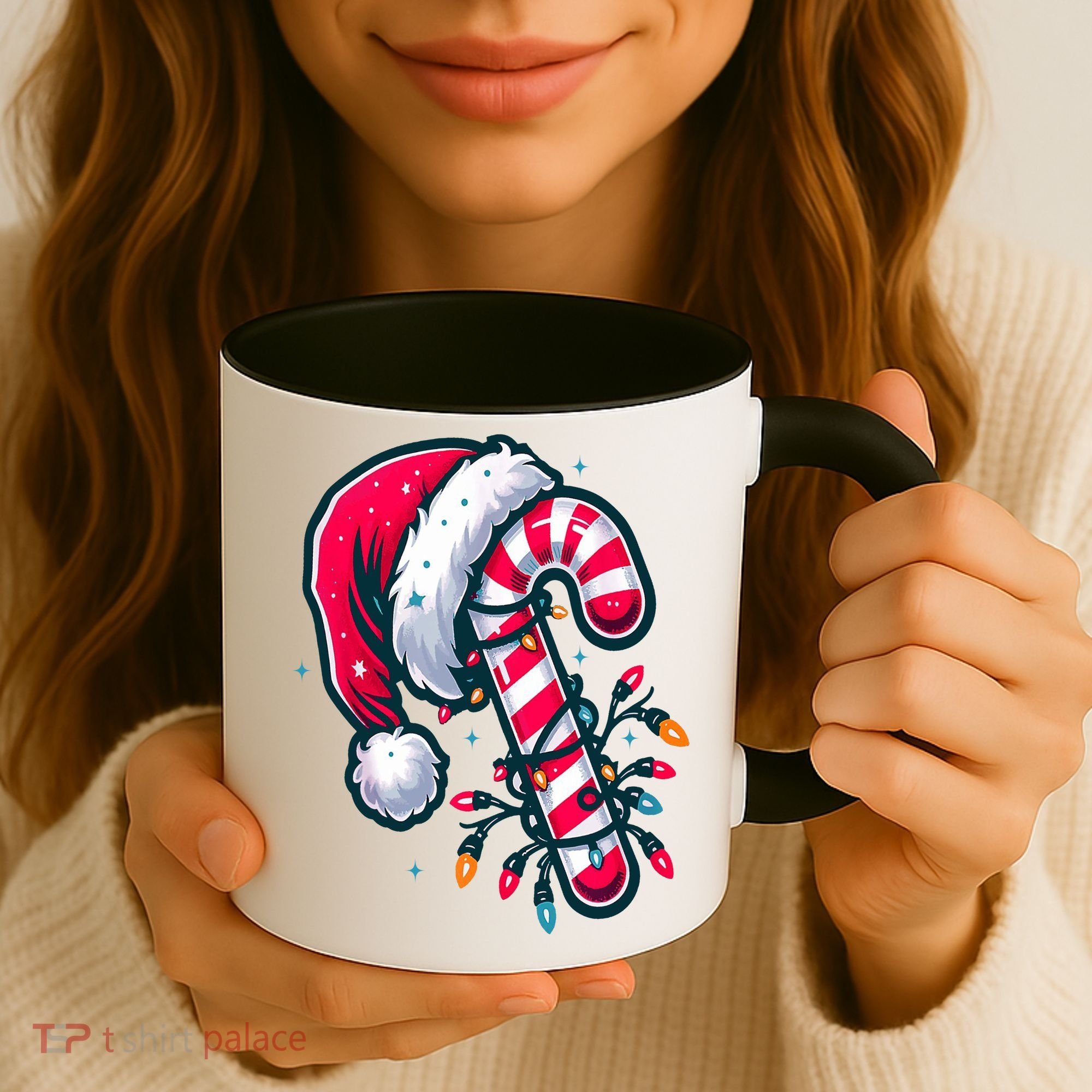 Candy Cane Christmas Lights Holiday Coffee Mug