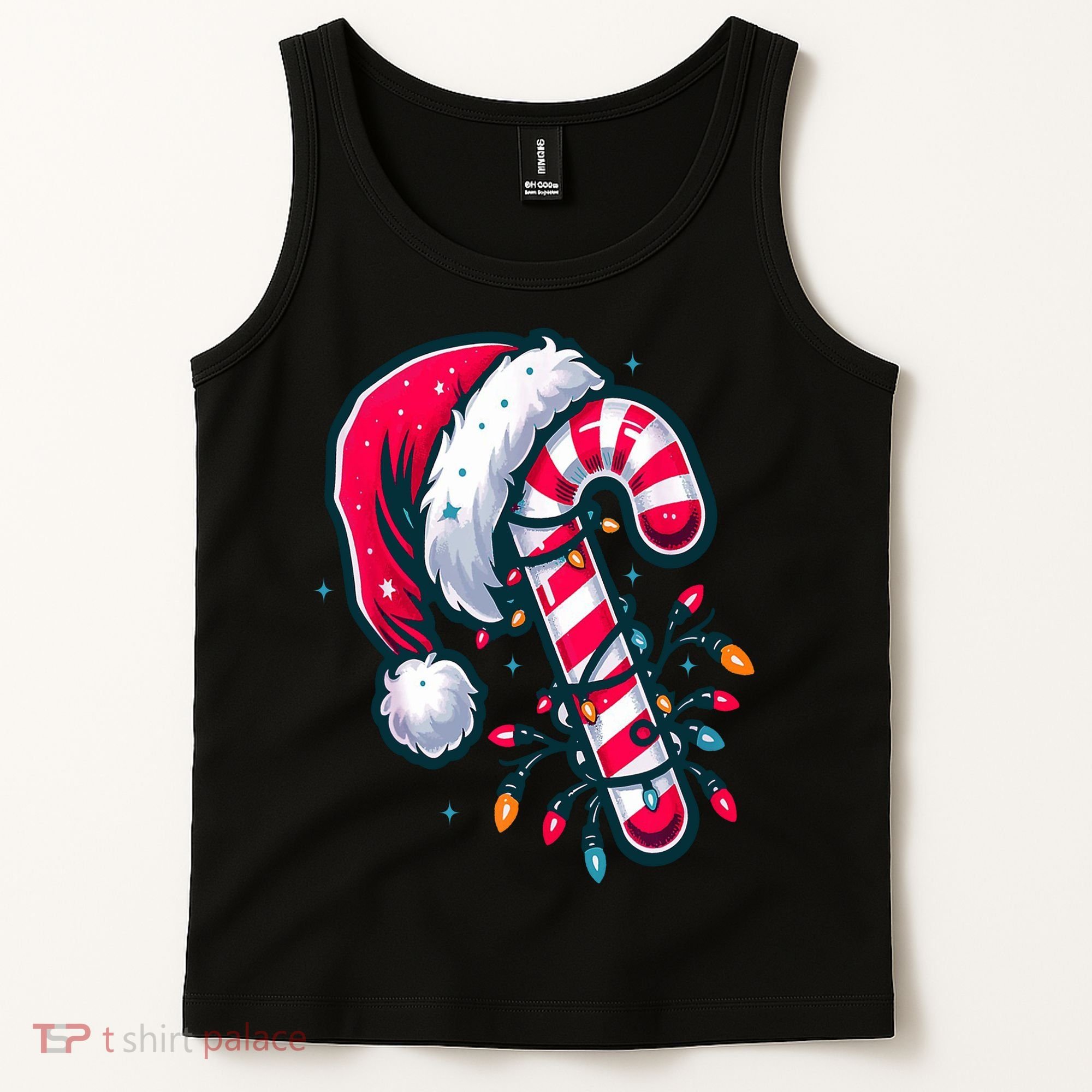 Candy Cane Christmas Lights Holiday Tank Top