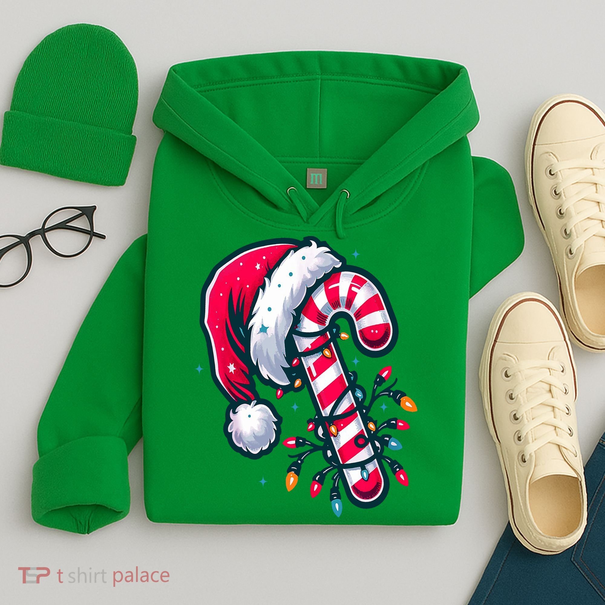 Candy Cane Christmas Lights Holiday Hoodie