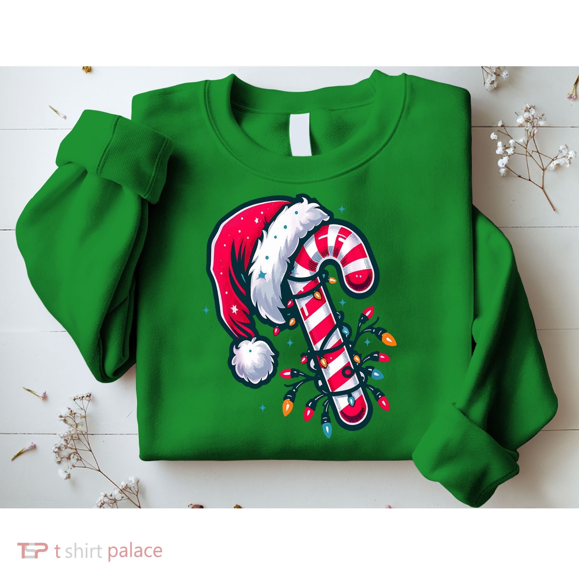 Candy Cane Christmas Lights Holiday Sweatshirt