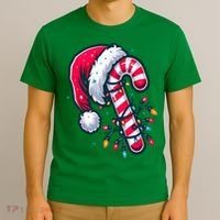 Candy Cane Christmas Lights Holiday T-Shirt thumb 3