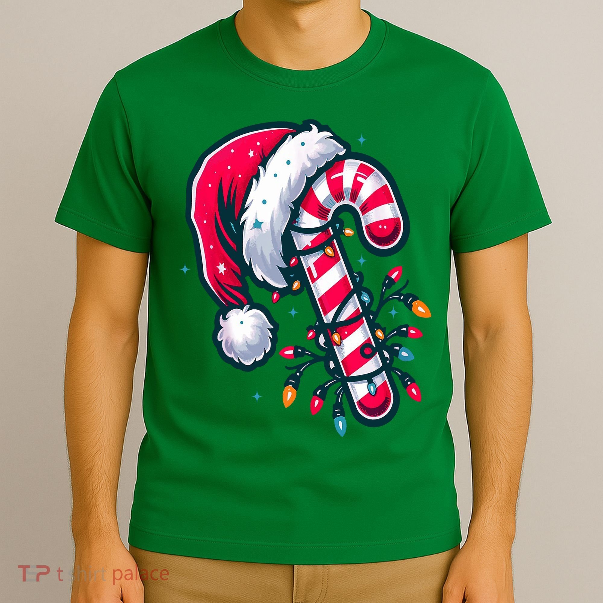 Candy Cane Christmas Lights Holiday T-Shirt