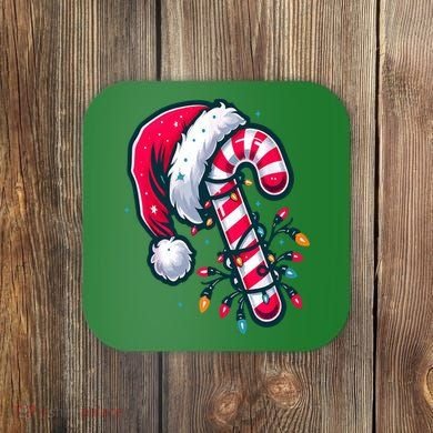 Candy Cane Christmas Lights Holiday Coaster